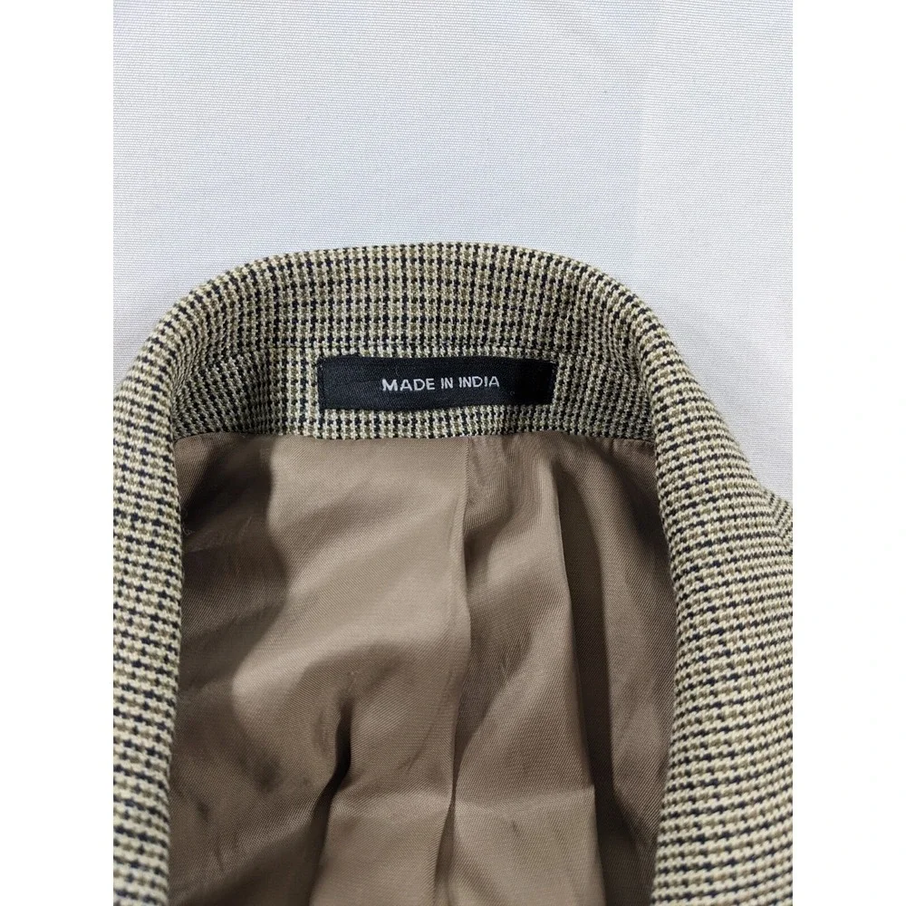 46R Lauren Ralph Lauren‎  Brown Black Tan Tooth 100% SILK Jacket Blazer Coat